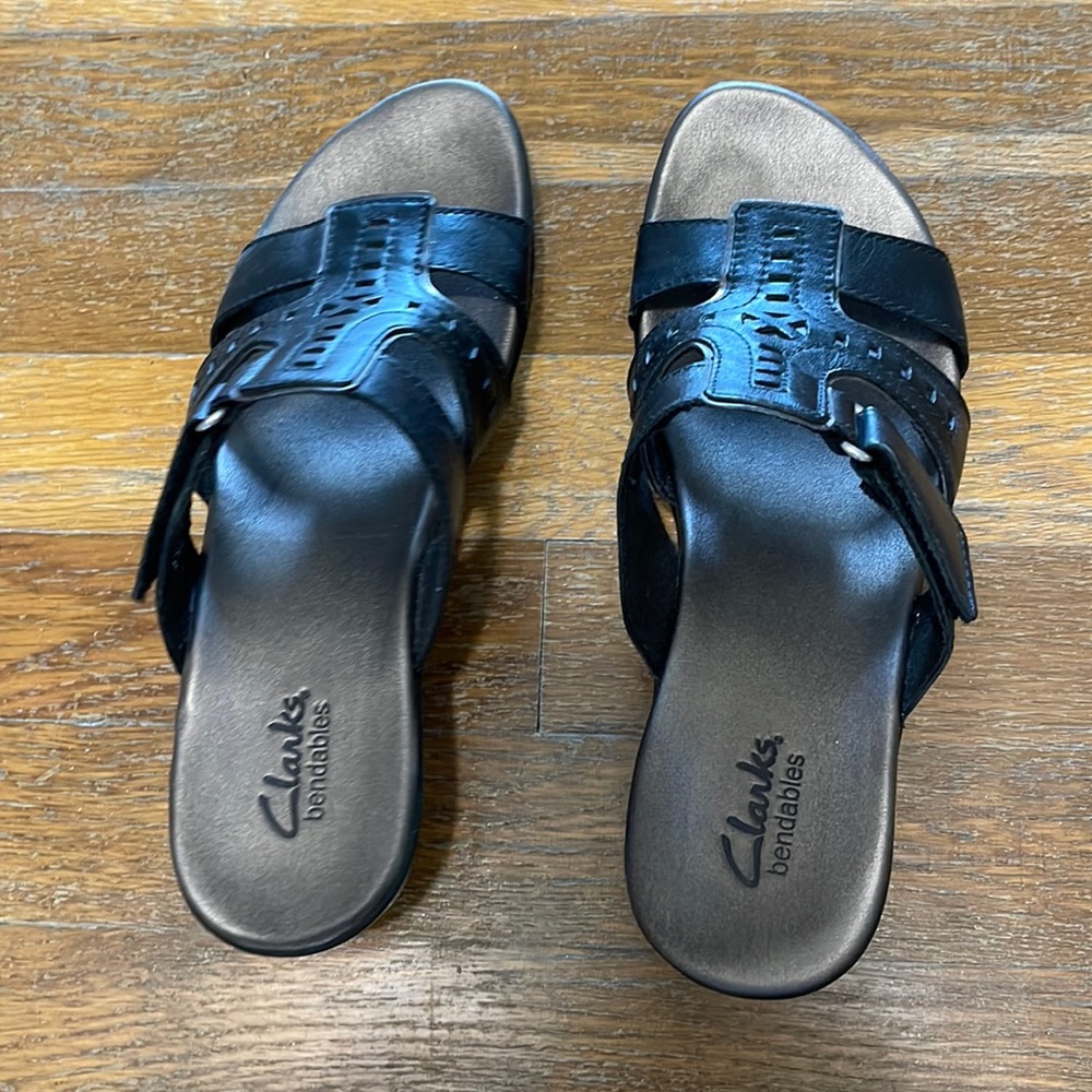 Black clarks wedge sandal
